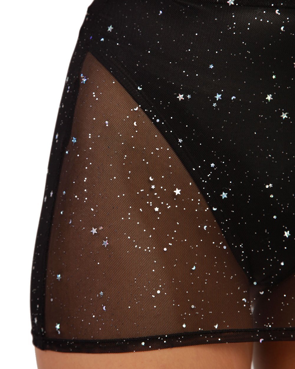Holo Star Mini Skirt-Black-Detail
