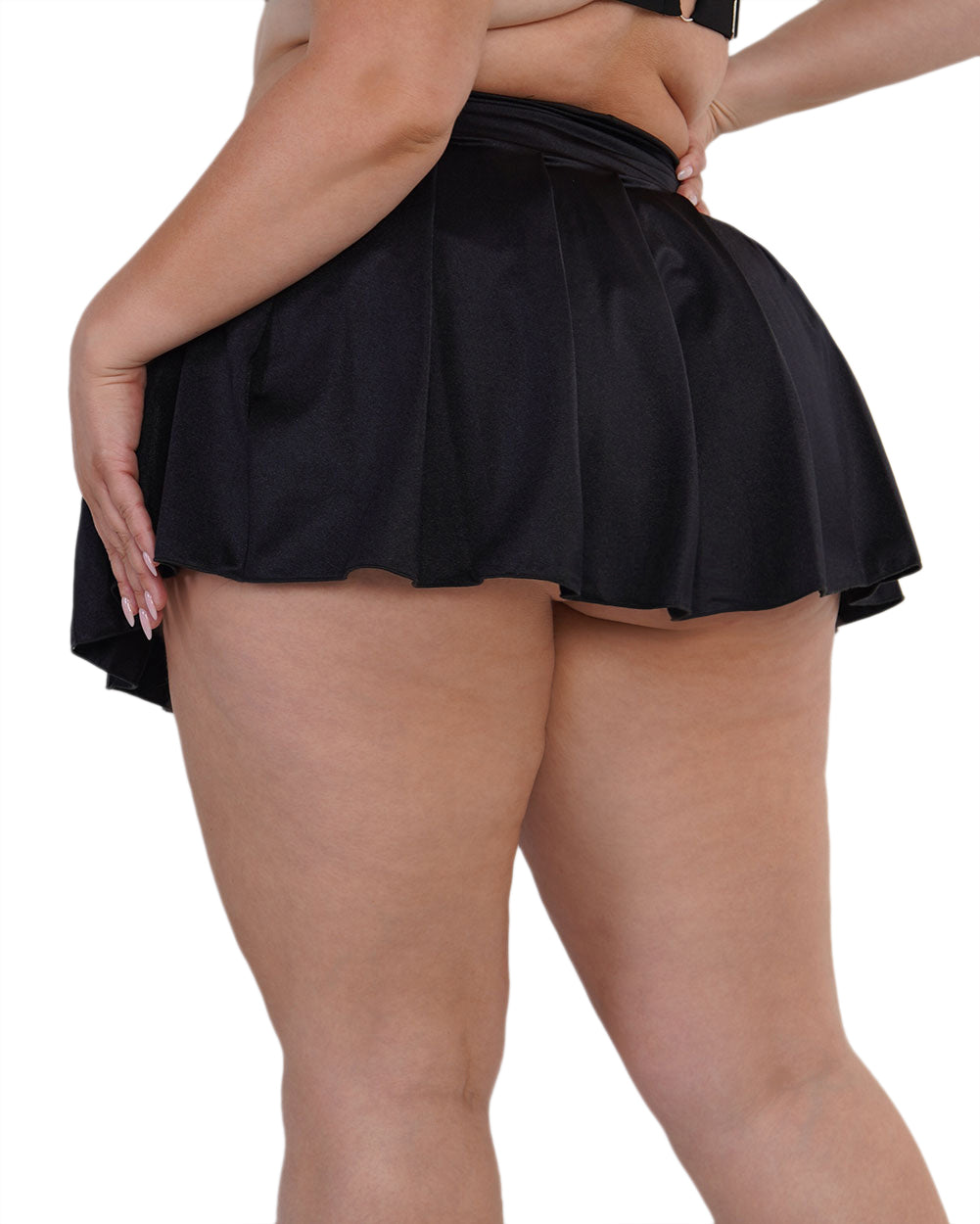 See U After Class Pleated Mini Skirt-Curve1-Black-Back--Kellee---1X