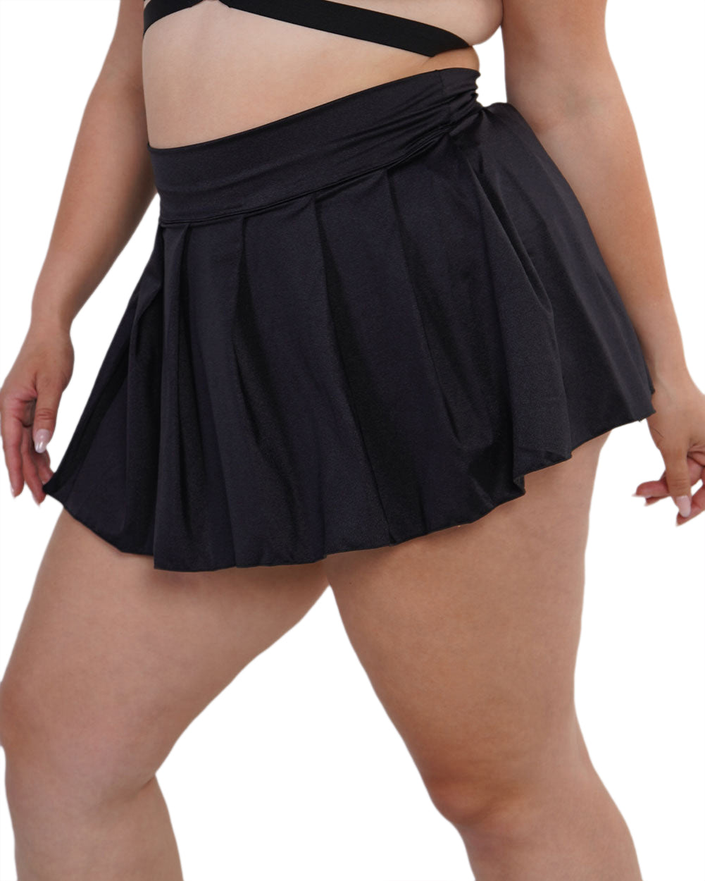 See U After Class Pleated Mini Skirt-Curve1-Black-Side--Kellee---1X