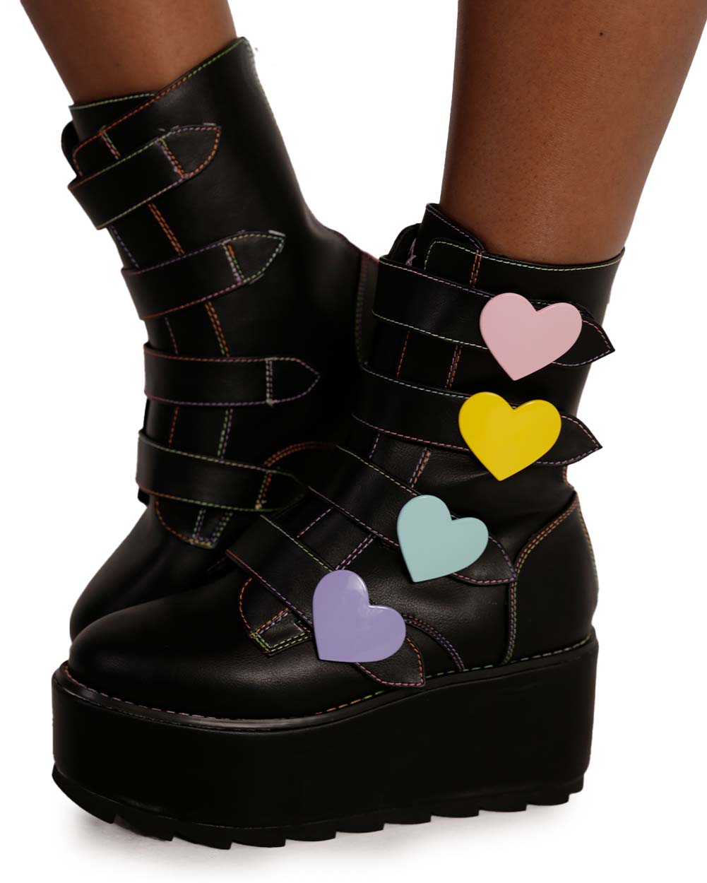 YRU Karma Valentine Platform Shoes-Black-Side