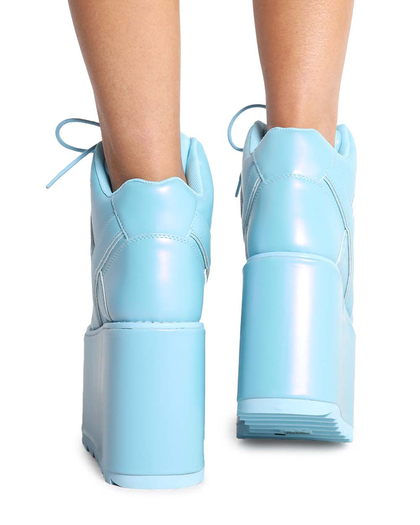 YRU Qozmo Baby Blue Iridescent Platform Boots-Baby Blue-Back