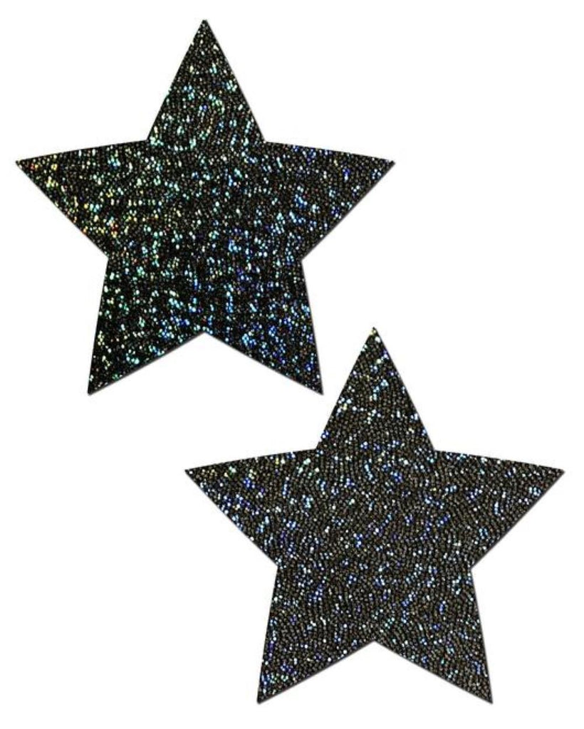 Pastease Glitter Hologram Star Pasties-Black