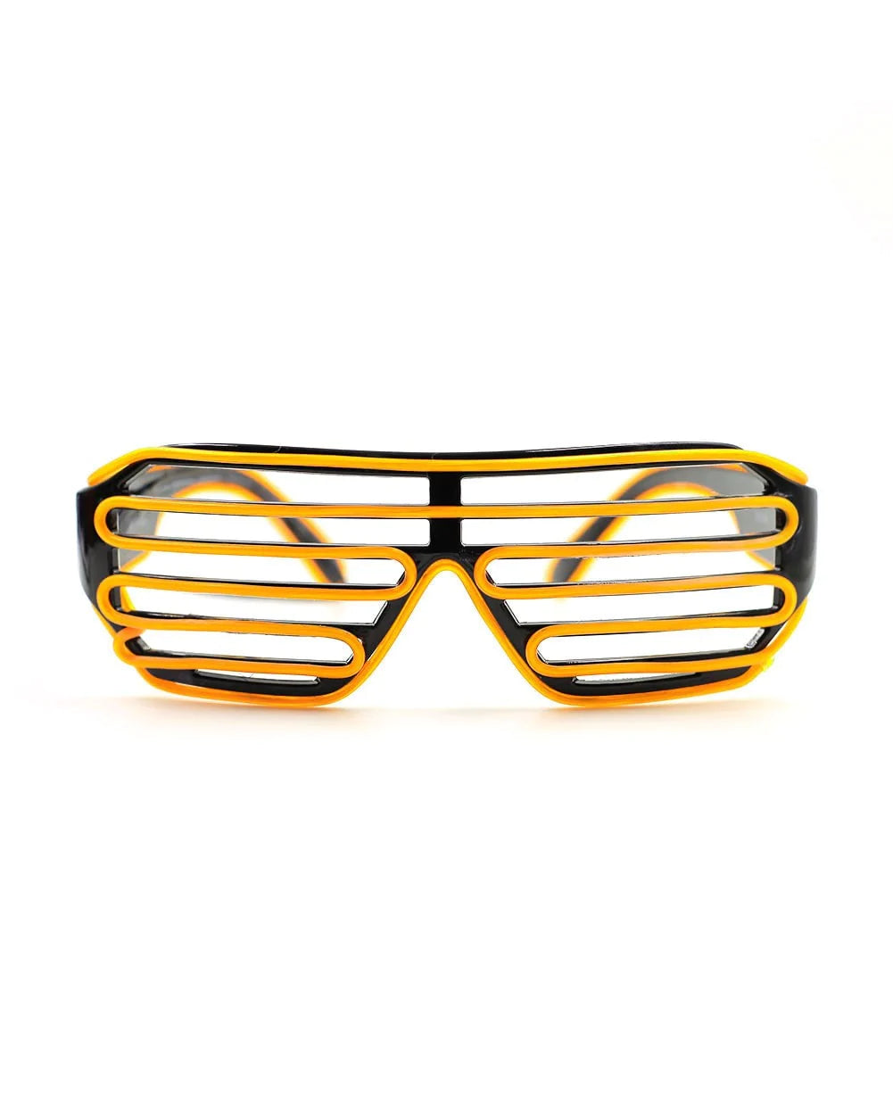 Black LED Shutter Glasses Front View - Yellow