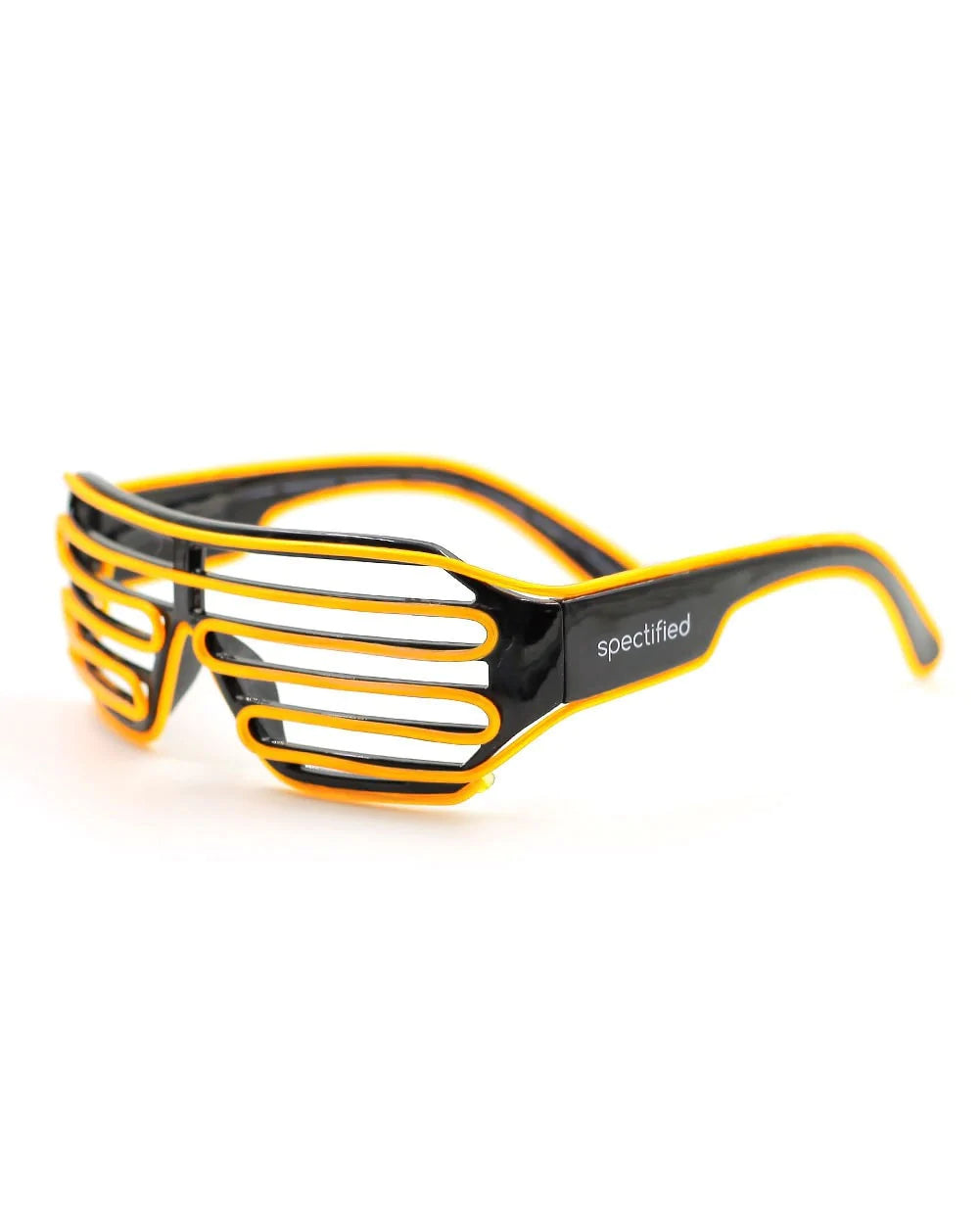 Black LED Shutter Glasses Side View - Yellow