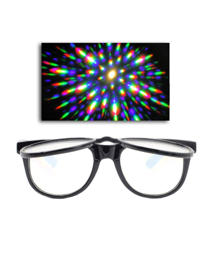 Solid Flip Up Diffraction Glasses - Black