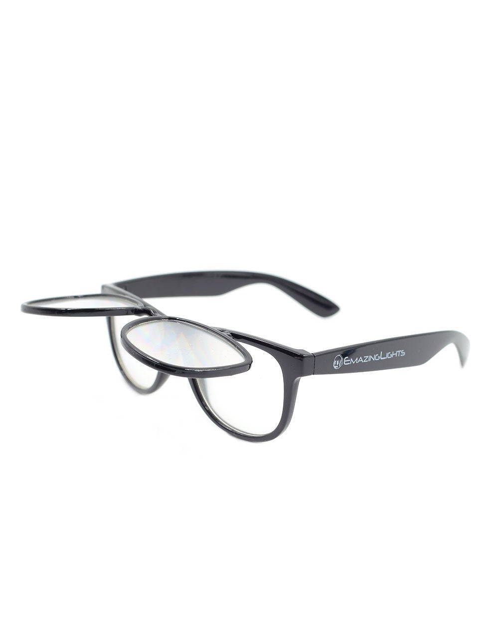 Solid Flip Up Diffraction Glasses - Black