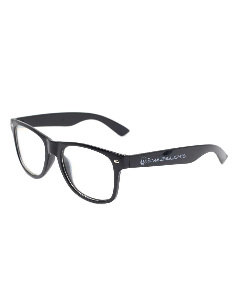 Solid Clear Diffraction Glasses-Black-Side