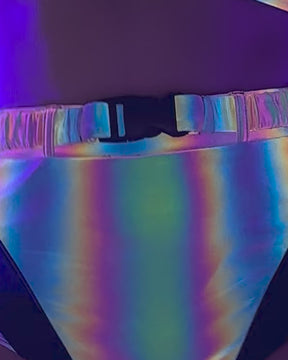 Middle of Nowhere Rainbow Reflective Speed Clasp Bottoms-Black-allskus