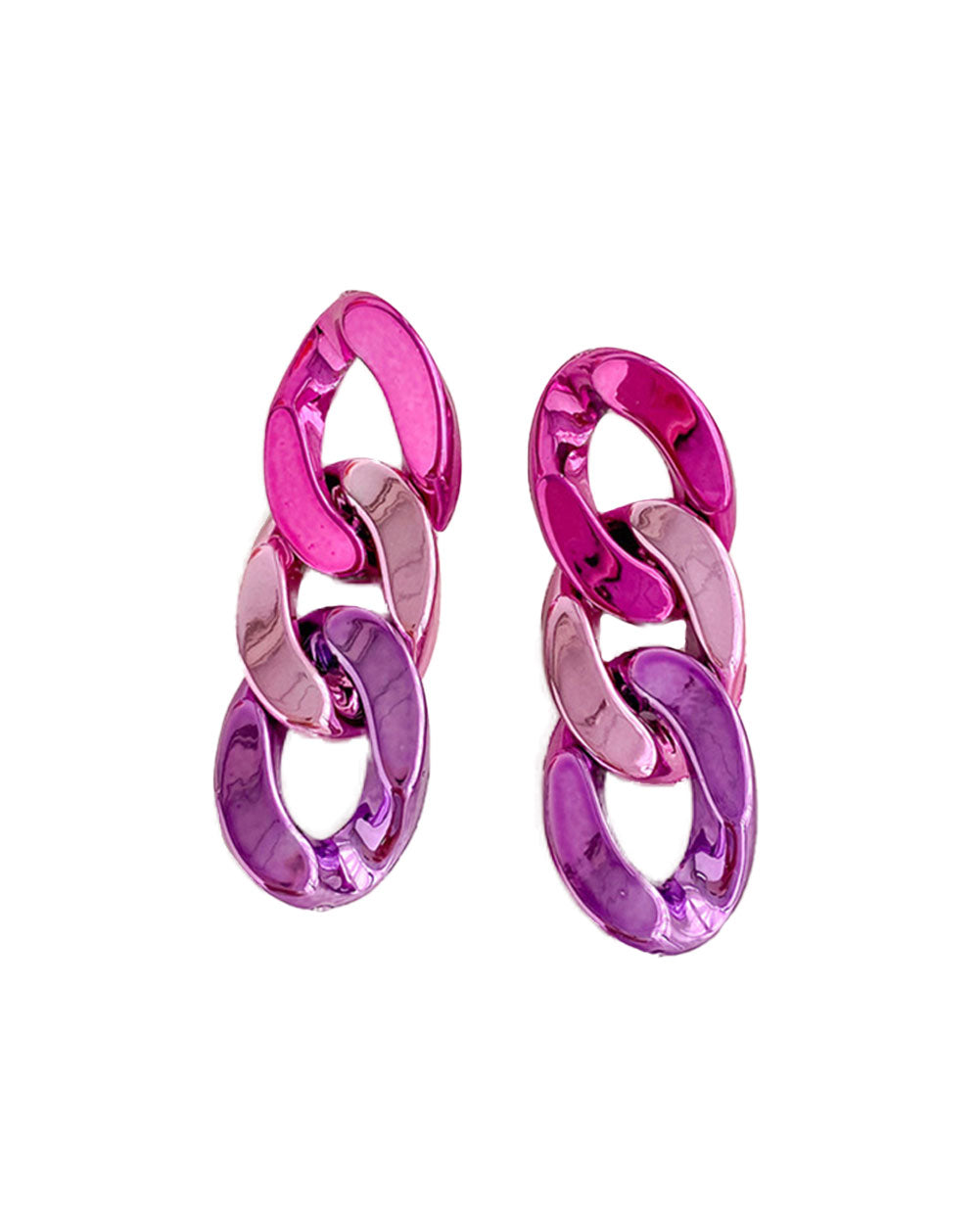Sugar Sweet Chunky Chain Earrings-Pink/Purple-Detail
