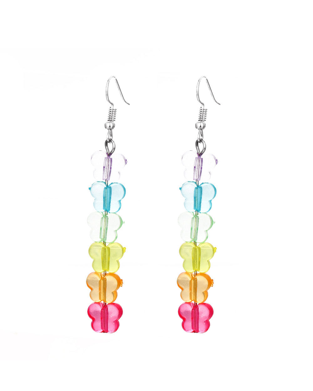 Rainbow Butterfly Earrings-Blue/Pink/Purple-Front