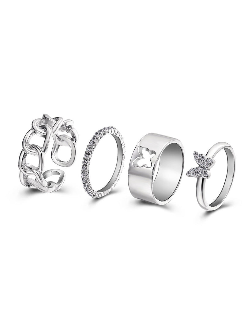 She's So Cool Butterfly Ring Set-Silver-Detail