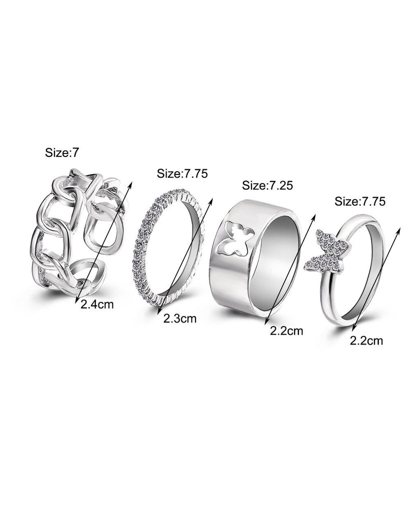 She's So Cool Butterfly Ring Set-Silver-Detail