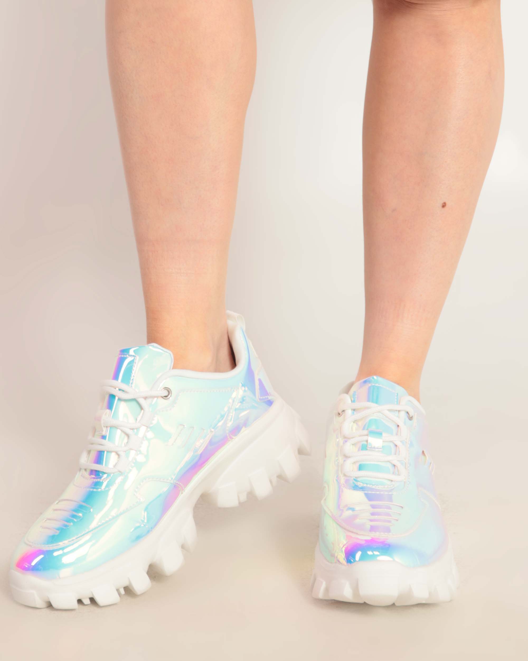 iHeartRaves Dreamy Baby Holographic Sneakers-Iridescent-Front