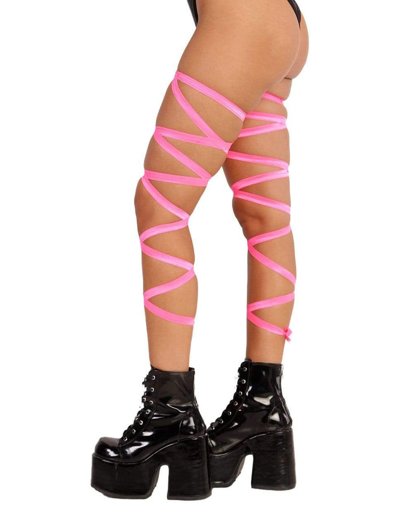 Pair of Non-Slip Neon Pink Leg Wraps-Side