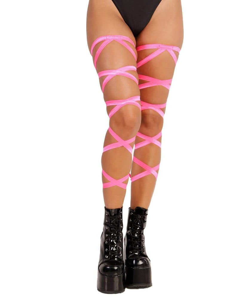 Pair of Non-Slip Neon Pink Leg Wraps-Front