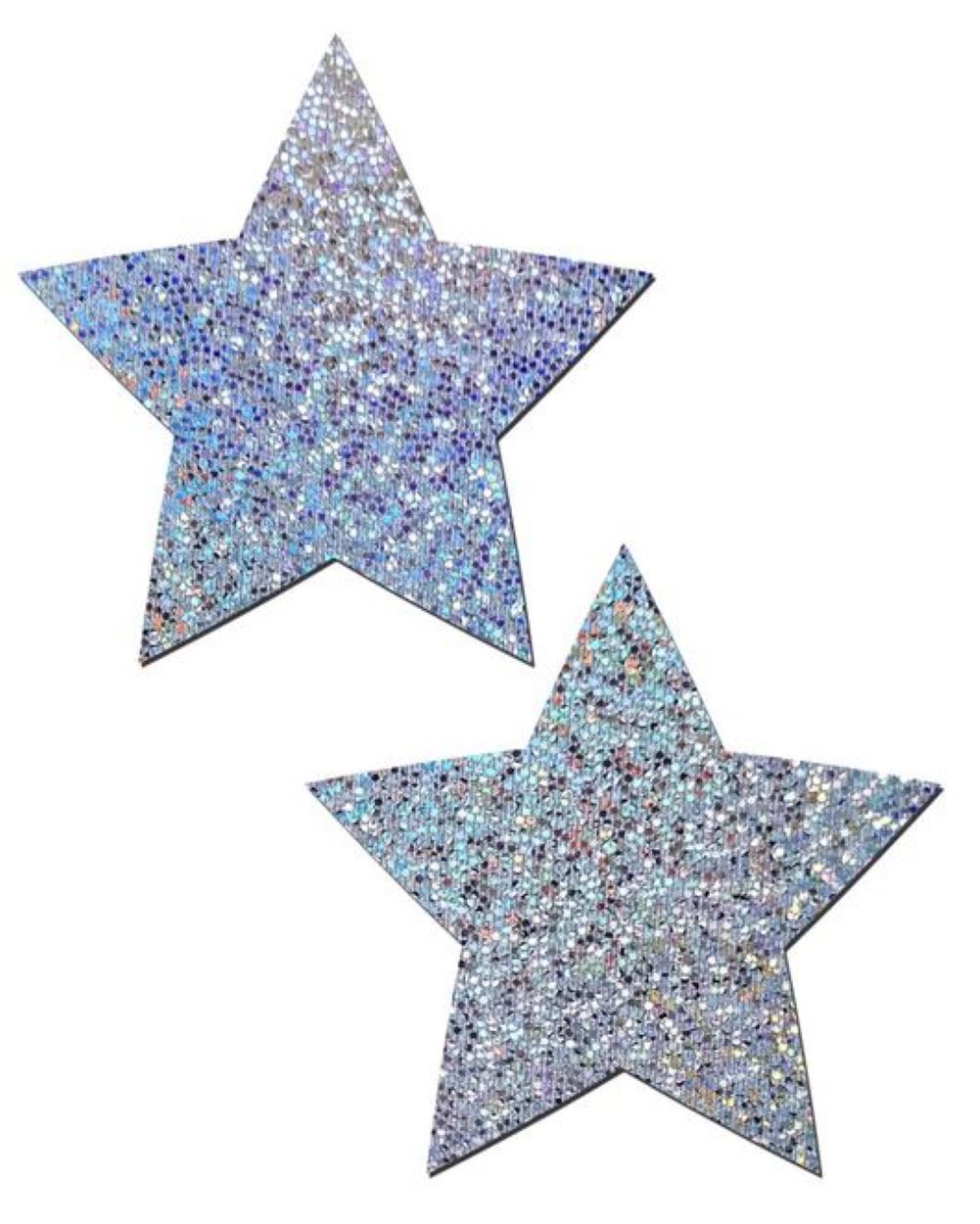 Pastease Glitter Hologram Star Pasties-Silver